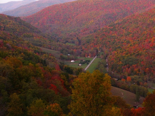 Autumn Valley Below Mountains