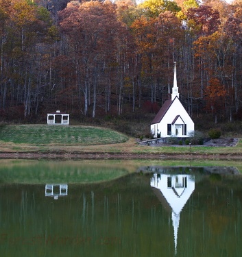 Autumn Rippling Waters Church Reflection