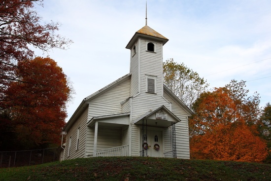 Old Country Church Autumn Colors Sky