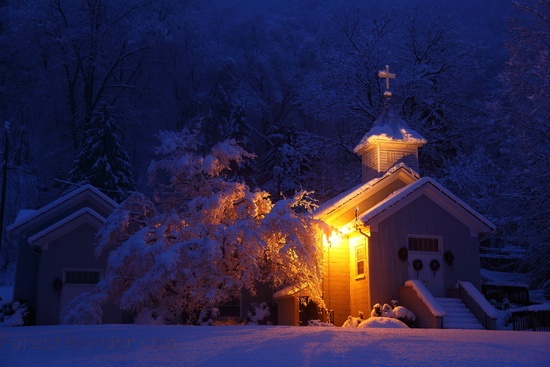 Wv Country Church Morning Snow Storm Christmas Postcard