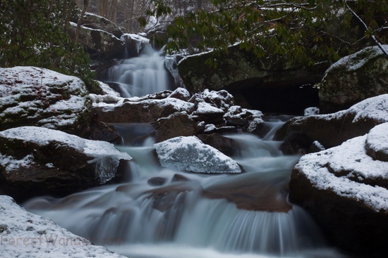 Icy Winter Forest Waterfall