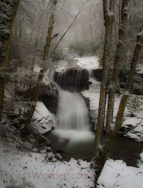 Scenic Winter Waterfall Soft Snow