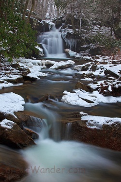 Winter Creek Waterfall Landscape Scene