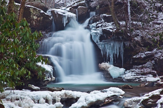 Winter Waterfall Ice Snow Rocks