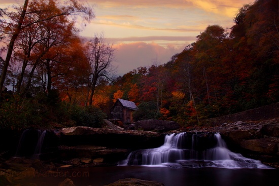 Fall Foliage Sunset WV Gristmill