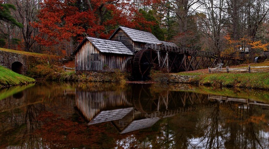 Autumn Reflection at Mabry Mill