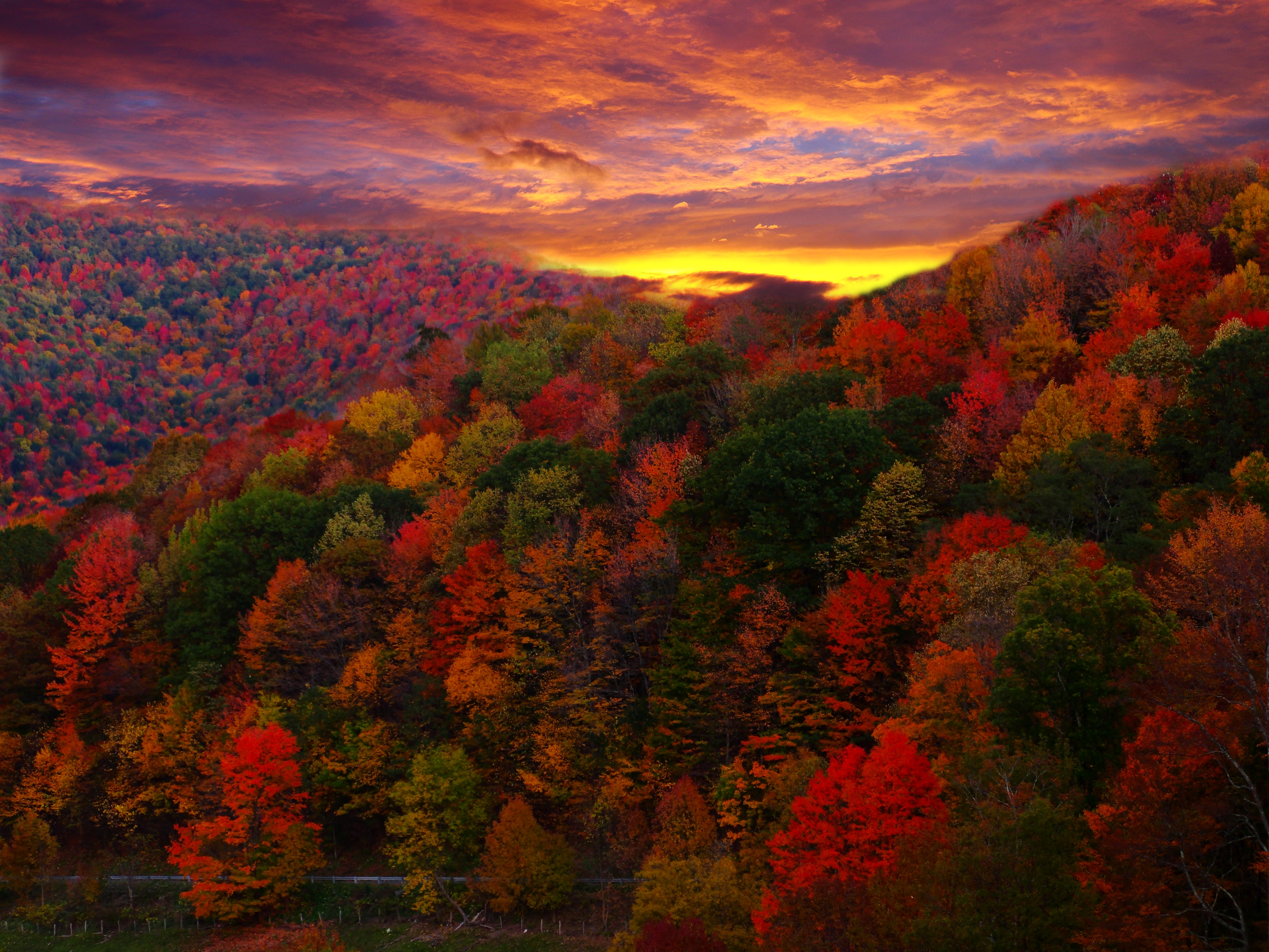 Country Road Autumn Mountain Sunset Mountain Views Free Nature