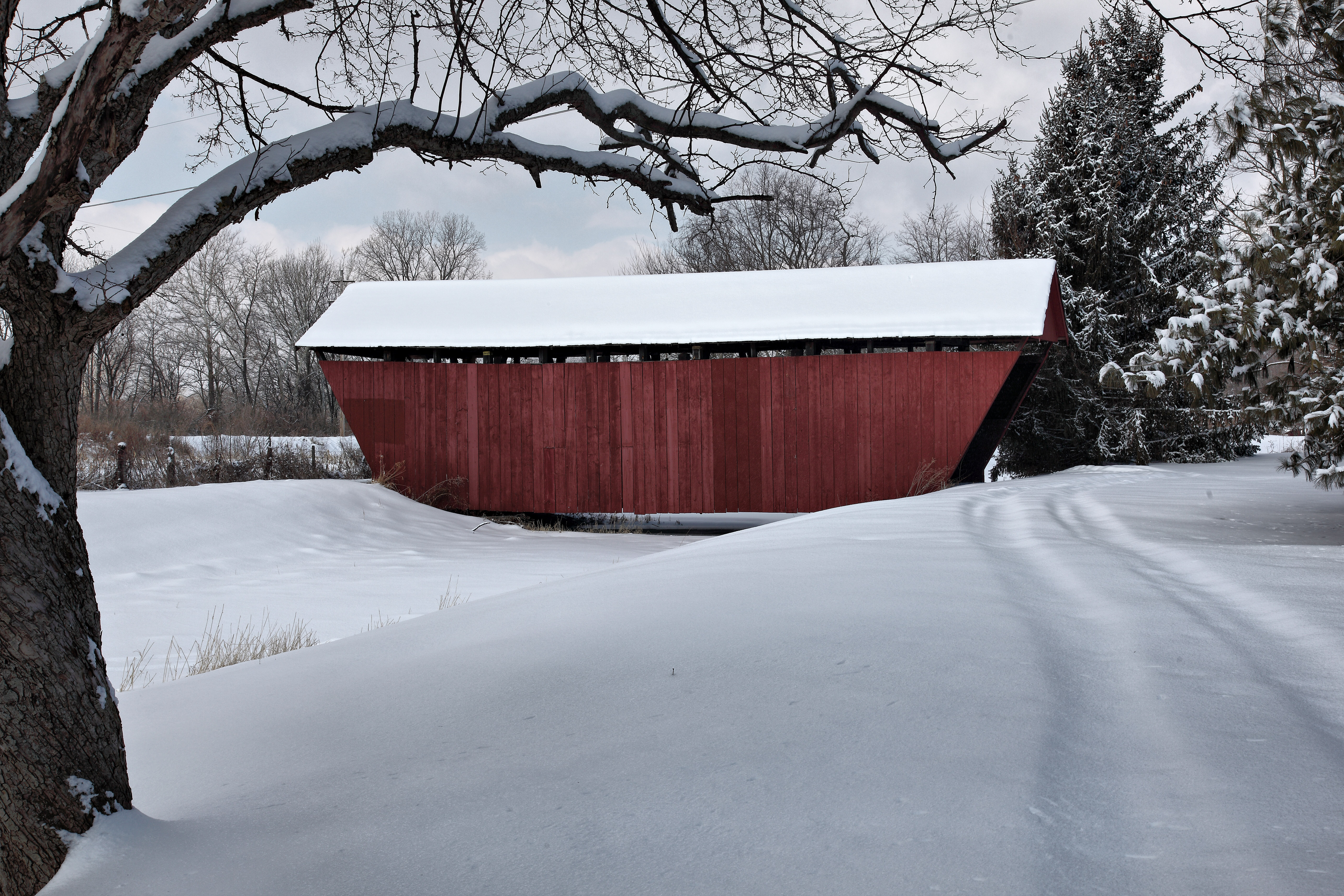 Winter Covered Bridge | Structures| Free Nature Pictures by