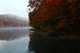 Fall Foliage Mountain Lake Early Morning Fog